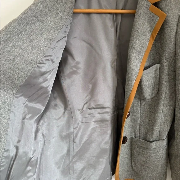 J Crew Gray Blazer with Tan Trim - Picture 6 of 6